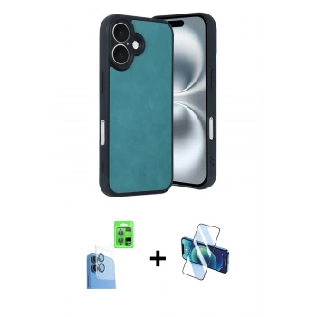 MARSİLYAN™- iPhone 16 Kılıf Kıvılcım Işık Serisi - Siyah 3D Antistatik Seramik Nano Ekran Koruyucu + Raze Metal Kamera Lens - LT