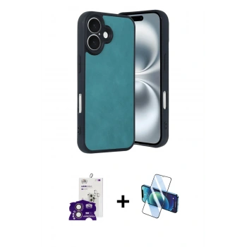 MARSİLYAN™- iPhone 16 Kılıf Kıvılcım Işık Serisi - Siyah 3D Antistatik Seramik Nano Ekran Koruyucu + Bilvis Titan Kamera Lens - PE
