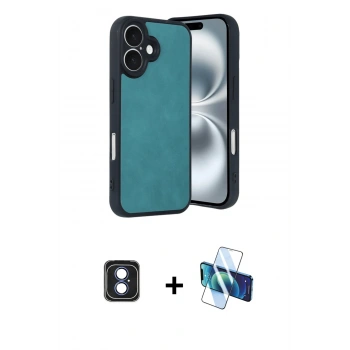 MARSİLYAN™- iPhone 16 Kılıf Kıvılcım Işık Serisi - Siyah 3D Antistatik Seramik Nano Ekran Koruyucu + PVD Metal Kamera Lens - MI
