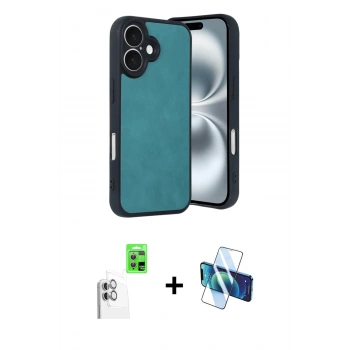 MARSİLYAN™- iPhone 16 Kılıf Kıvılcım Işık Serisi - Siyah 3D Antistatik Seramik Nano Ekran Koruyucu + Raze Metal Kamera Lens - BZ