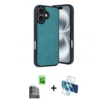 MARSİLYAN™- iPhone 16 Kılıf Kıvılcım Işık Serisi - Siyah 3D Antistatik Seramik Nano Ekran Koruyucu + Raze Metal Kamera Lens - SH