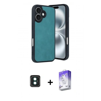 MARSİLYAN™- iPhone 16 Kılıf Kıvılcım Işık Serisi - Siyah Bilvis 5in1 3D Magic Cam Ekran Koruyucu + PVD Metal Kamera Lens - YL