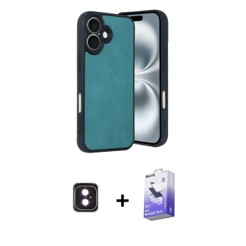 MARSİLYAN™- iPhone 16 Kılıf Kıvılcım Işık Serisi - Siyah Bilvis 5in1 5D Magic Hayalet Cam Ekran Koruyucu + PVD Metal Kamera Lens - PE