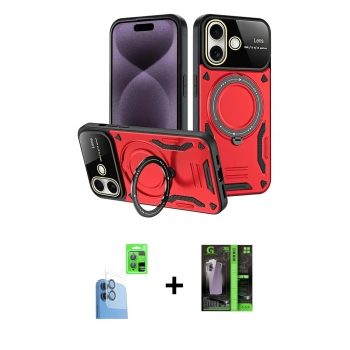 MARSİLYAN™- iPhone 16 Kılıf Kıvılcım Modern Serisi - Şeffaf 360 Full Body Arka Koruyucu + Raze Metal Kamera Lens - LT