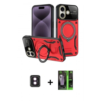 MARSİLYAN™- iPhone 16 Kılıf Kıvılcım Modern Serisi - Şeffaf 360 Full Body Arka Koruyucu + PVD Metal Kamera Lens - PE