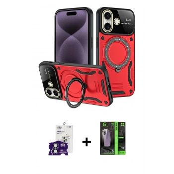 MARSİLYAN™- iPhone 16 Kılıf Kıvılcım Modern Serisi - Şeffaf 360 Full Body Arka Koruyucu + Bilvis Titan Kamera Lens - YL