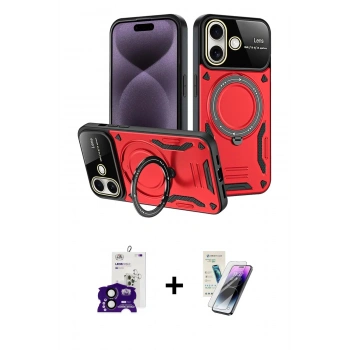 MARSİLYAN™- iPhone 16 Kılıf Kıvılcım Modern Serisi - Şeffaf Pasifik Cam Ekran Koruyucu + Bilvis Titan Kamera Lens - SH
