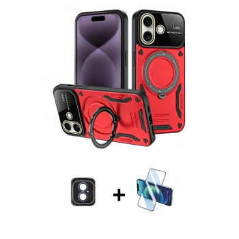 MARSİLYAN™- iPhone 16 Kılıf Kıvılcım Modern Serisi - Siyah 3D Antistatik Seramik Nano Ekran Koruyucu + PVD Metal Kamera Lens - MI