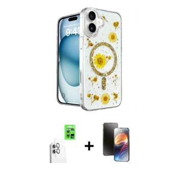 MARSİLYAN™- iPhone 16 Kılıf Kozmos Doku - Siyah 3D Antistatik Mat Seramik Nano Ekran Koruyucu + Raze Metal Kamera Lens - BZ