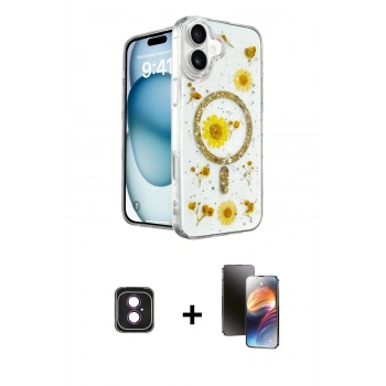 MARSİLYAN™- iPhone 16 Kılıf Kozmos Doku - Siyah 3D Antistatik Mat Seramik Nano Ekran Koruyucu + PVD Metal Kamera Lens - PE