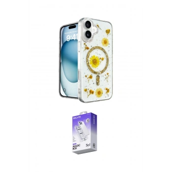 MARSİLYAN™- iPhone 16 Kılıf Kozmos Doku - Siyah Bilvis 5in1 3D Magic Cam Ekran Koruyucu