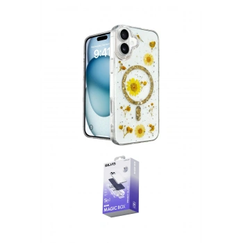 MARSİLYAN™- iPhone 16 Kılıf Kozmos Doku - Siyah Bilvis 5in1 5D Magic Hayalet Cam Ekran Koruyucu