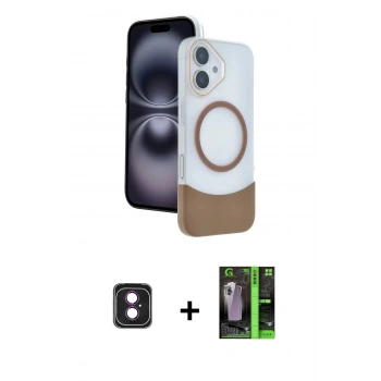MARSİLYAN™- iPhone 16 Kılıf Kozmos Form Özel Seri - Şeffaf 360 Full Body Arka Koruyucu + PVD Metal Kamera Lens - PE