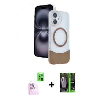 MARSİLYAN™- iPhone 16 Kılıf Kozmos Form Özel Seri - Şeffaf 360 Full Body Arka Koruyucu + Raze Metal Kamera Lens - PE