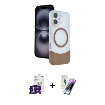MARSİLYAN™- iPhone 16 Kılıf Kozmos Form Özel Seri - Şeffaf Pasifik Cam Ekran Koruyucu + Bilvis Titan Kamera Lens - YL