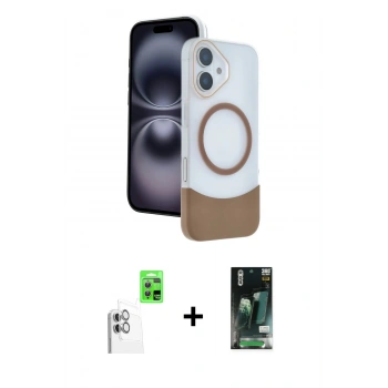 MARSİLYAN™- iPhone 16 Kılıf Kozmos Form Özel Seri - Siyah 360 Mat Full Body Arka Koruyucu + Raze Metal Kamera Lens - BZ