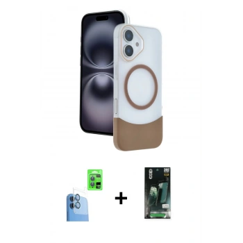 MARSİLYAN™- iPhone 16 Kılıf Kozmos Form Özel Seri - Siyah 360 Mat Full Body Arka Koruyucu + Raze Metal Kamera Lens - LT