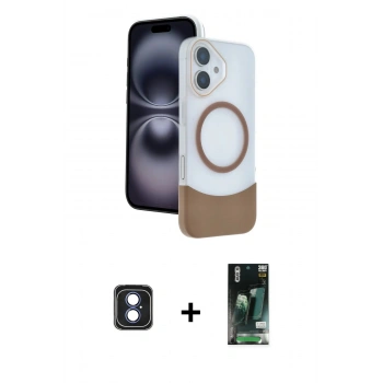 MARSİLYAN™- iPhone 16 Kılıf Kozmos Form Özel Seri - Siyah 360 Mat Full Body Arka Koruyucu + PVD Metal Kamera Lens - MI