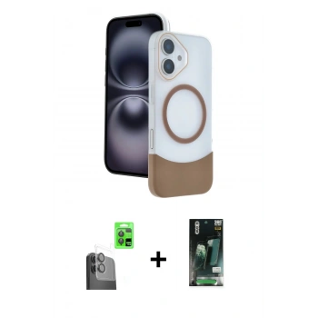 MARSİLYAN™- iPhone 16 Kılıf Kozmos Form Özel Seri - Siyah 360 Mat Full Body Arka Koruyucu + Raze Metal Kamera Lens - SH