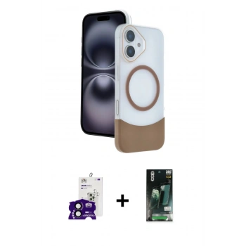 MARSİLYAN™- iPhone 16 Kılıf Kozmos Form Özel Seri - Siyah 360 Mat Full Body Arka Koruyucu + Bilvis Titan Kamera Lens - SH