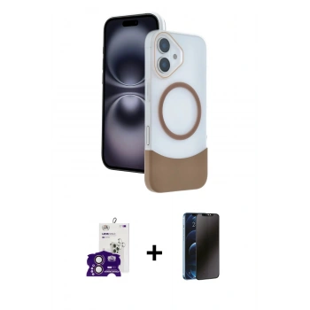 MARSİLYAN™- iPhone 16 Kılıf Kozmos Form Özel Seri - Siyah 3D Antistatik Hayalet Cam Ekran Koruyucu + Bilvis Titan Kamera Lens - PE