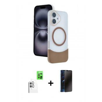 MARSİLYAN™- iPhone 16 Kılıf Kozmos Form Özel Seri - Siyah 3D Antistatik Hayalet Cam Ekran Koruyucu + Raze Metal Kamera Lens - BZ
