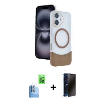 MARSİLYAN™- iPhone 16 Kılıf Kozmos Form Özel Seri - Siyah 3D Antistatik Hayalet Cam Ekran Koruyucu + Raze Metal Kamera Lens - LT