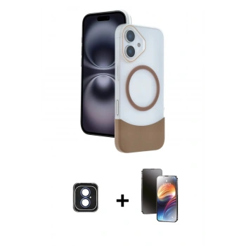 MARSİLYAN™- iPhone 16 Kılıf Kozmos Form Özel Seri - Siyah 3D Antistatik Mat Seramik Nano Ekran Koruyucu + PVD Metal Kamera Lens - MI