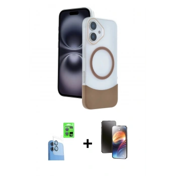 MARSİLYAN™- iPhone 16 Kılıf Kozmos Form Özel Seri - Siyah 3D Antistatik Mat Seramik Nano Ekran Koruyucu + Raze Metal Kamera Lens - LT