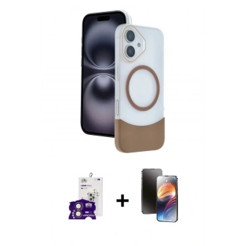 MARSİLYAN™- iPhone 16 Kılıf Kozmos Form Özel Seri - Siyah 3D Antistatik Mat Seramik Nano Ekran Koruyucu + Bilvis Titan Kamera Lens - PE