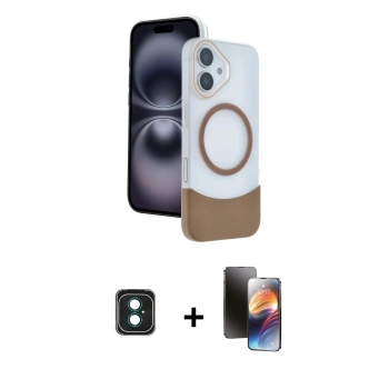 MARSİLYAN™- iPhone 16 Kılıf Kozmos Form Özel Seri - Siyah 3D Antistatik Mat Seramik Nano Ekran Koruyucu + PVD Metal Kamera Lens - YL