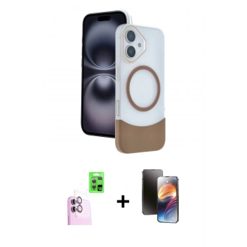 MARSİLYAN™- iPhone 16 Kılıf Kozmos Form Özel Seri - Siyah 3D Antistatik Mat Seramik Nano Ekran Koruyucu + Raze Metal Kamera Lens - PE