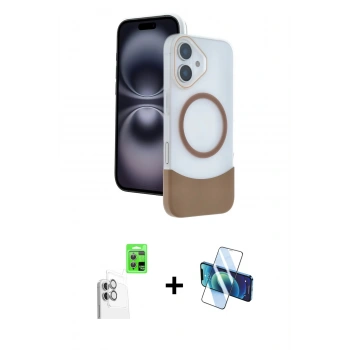 MARSİLYAN™- iPhone 16 Kılıf Kozmos Form Özel Seri - Siyah 3D Antistatik Seramik Nano Ekran Koruyucu + Raze Metal Kamera Lens - BZ