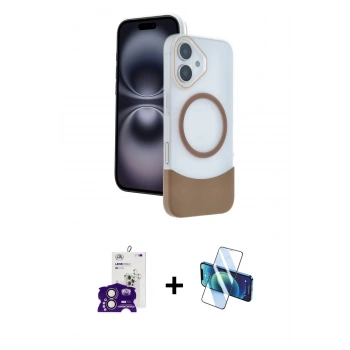 MARSİLYAN™- iPhone 16 Kılıf Kozmos Form Özel Seri - Siyah 3D Antistatik Seramik Nano Ekran Koruyucu + Bilvis Titan Kamera Lens - PE