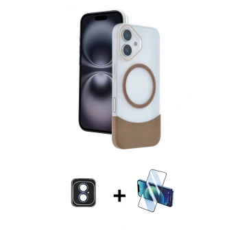 MARSİLYAN™- iPhone 16 Kılıf Kozmos Form Özel Seri - Siyah 3D Antistatik Seramik Nano Ekran Koruyucu + PVD Metal Kamera Lens - MI