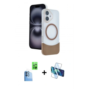 MARSİLYAN™- iPhone 16 Kılıf Kozmos Form Özel Seri - Siyah 3D Antistatik Seramik Nano Ekran Koruyucu + Raze Metal Kamera Lens - LT