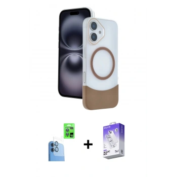 MARSİLYAN™- iPhone 16 Kılıf Kozmos Form Özel Seri - Siyah Bilvis 5in1 3D Magic Cam Ekran Koruyucu + Raze Metal Kamera Lens - LT