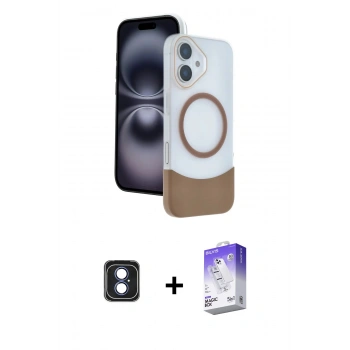 MARSİLYAN™- iPhone 16 Kılıf Kozmos Form Özel Seri - Siyah Bilvis 5in1 3D Magic Cam Ekran Koruyucu + PVD Metal Kamera Lens - MI