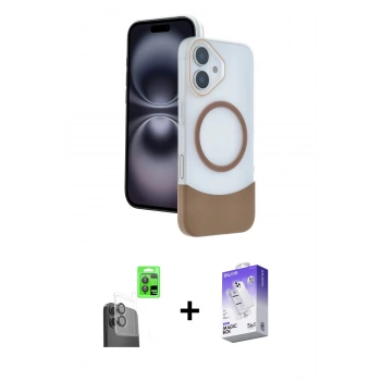 MARSİLYAN™- iPhone 16 Kılıf Kozmos Form Özel Seri - Siyah Bilvis 5in1 3D Magic Cam Ekran Koruyucu + Raze Metal Kamera Lens - SH