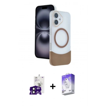 MARSİLYAN™- iPhone 16 Kılıf Kozmos Form Özel Seri - Siyah Bilvis 5in1 3D Magic Cam Ekran Koruyucu + Bilvis Titan Kamera Lens - SH