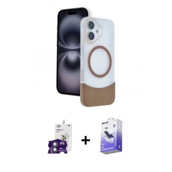 MARSİLYAN™- iPhone 16 Kılıf Kozmos Form Özel Seri - Siyah Bilvis 5in1 5D Magic Hayalet Cam Ekran Koruyucu + Bilvis Titan Kamera Lens - YL