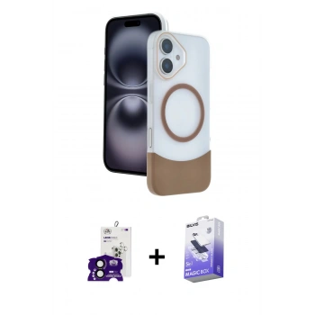 MARSİLYAN™- iPhone 16 Kılıf Kozmos Form Özel Seri - Siyah Bilvis 5in1 5D Magic Hayalet Cam Ekran Koruyucu + Bilvis Titan Kamera Lens - SH