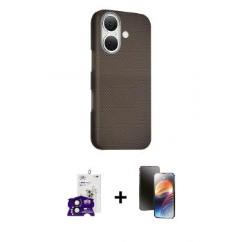 MARSİLYAN™- iPhone 16 Kılıf Kozmos Klasik Prime - Siyah 3D Antistatik Mat Seramik Nano Ekran Koruyucu + Bilvis Titan Kamera Lens - SH