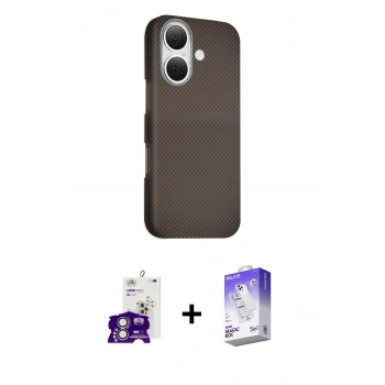 MARSİLYAN™- iPhone 16 Kılıf Kozmos Klasik Prime - Siyah Bilvis 5in1 3D Magic Cam Ekran Koruyucu + Bilvis Titan Kamera Lens - GS