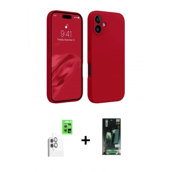MARSİLYAN™- iPhone 16 Kılıf Kozmos Yansıma Özel Seri - Siyah 360 Mat Full Body Arka Koruyucu + Raze Metal Kamera Lens - BZ