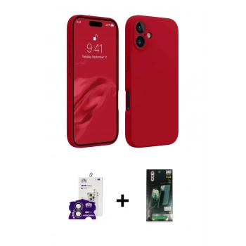 MARSİLYAN™- iPhone 16 Kılıf Kozmos Yansıma Özel Seri - Siyah 360 Mat Full Body Arka Koruyucu + Bilvis Titan Kamera Lens - PE