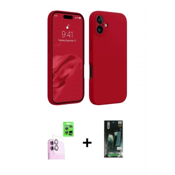 MARSİLYAN™- iPhone 16 Kılıf Kozmos Yansıma Özel Seri - Siyah 360 Mat Full Body Arka Koruyucu + Raze Metal Kamera Lens - PE