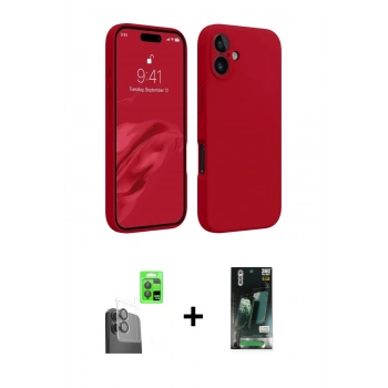 MARSİLYAN™- iPhone 16 Kılıf Kozmos Yansıma Özel Seri - Siyah 360 Mat Full Body Arka Koruyucu + Raze Metal Kamera Lens - SH