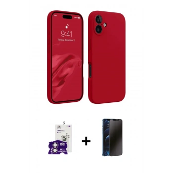 MARSİLYAN™- iPhone 16 Kılıf Kozmos Yansıma Özel Seri - Siyah 3D Antistatik Hayalet Cam Ekran Koruyucu + Bilvis Titan Kamera Lens - PE
