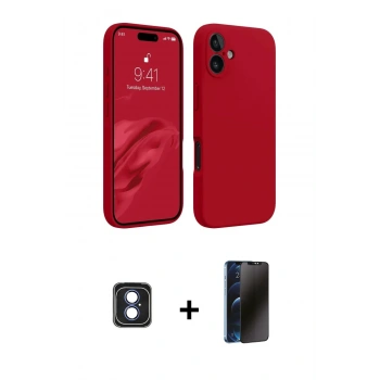 MARSİLYAN™- iPhone 16 Kılıf Kozmos Yansıma Özel Seri - Siyah 3D Antistatik Hayalet Cam Ekran Koruyucu + PVD Metal Kamera Lens - MI